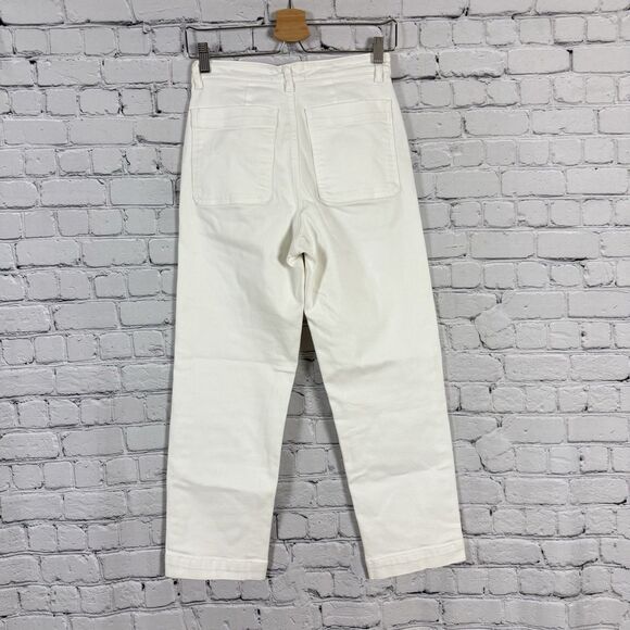 Everlane The Straight Leg Crop Pants White Cotton Twill Womens Size 4 Preppy - Picture 9 of 11
